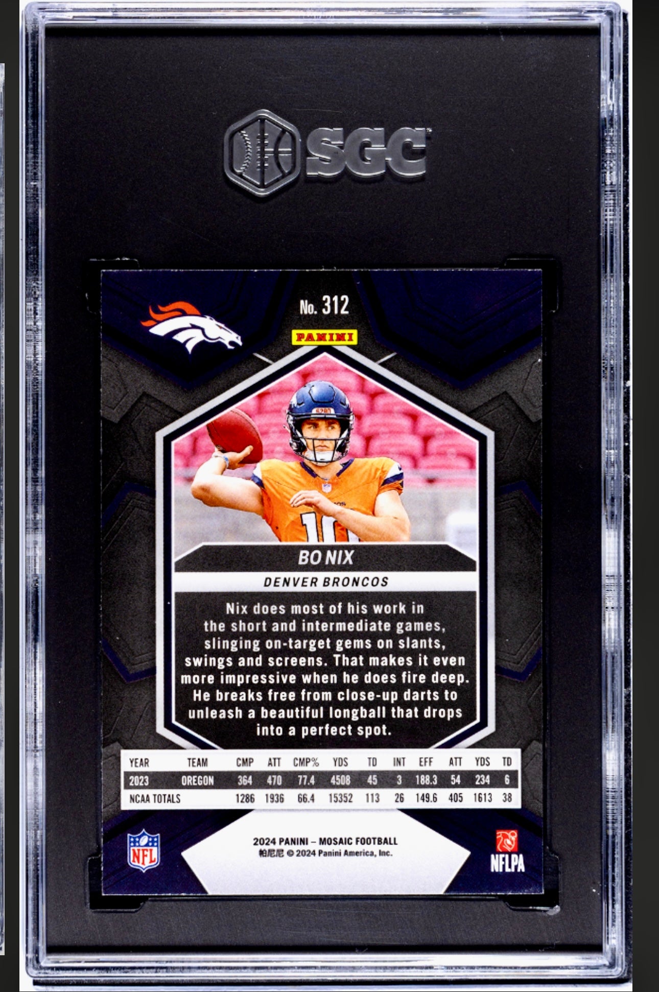 2024 PANINI MOSAIC #312 BO NIX SGC 9