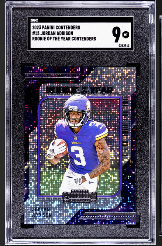 2023 PANINI CONTENDERS #15 JORDAN ADDISON ROOKIE OF THE YEAR CONTENDERS SGC 9