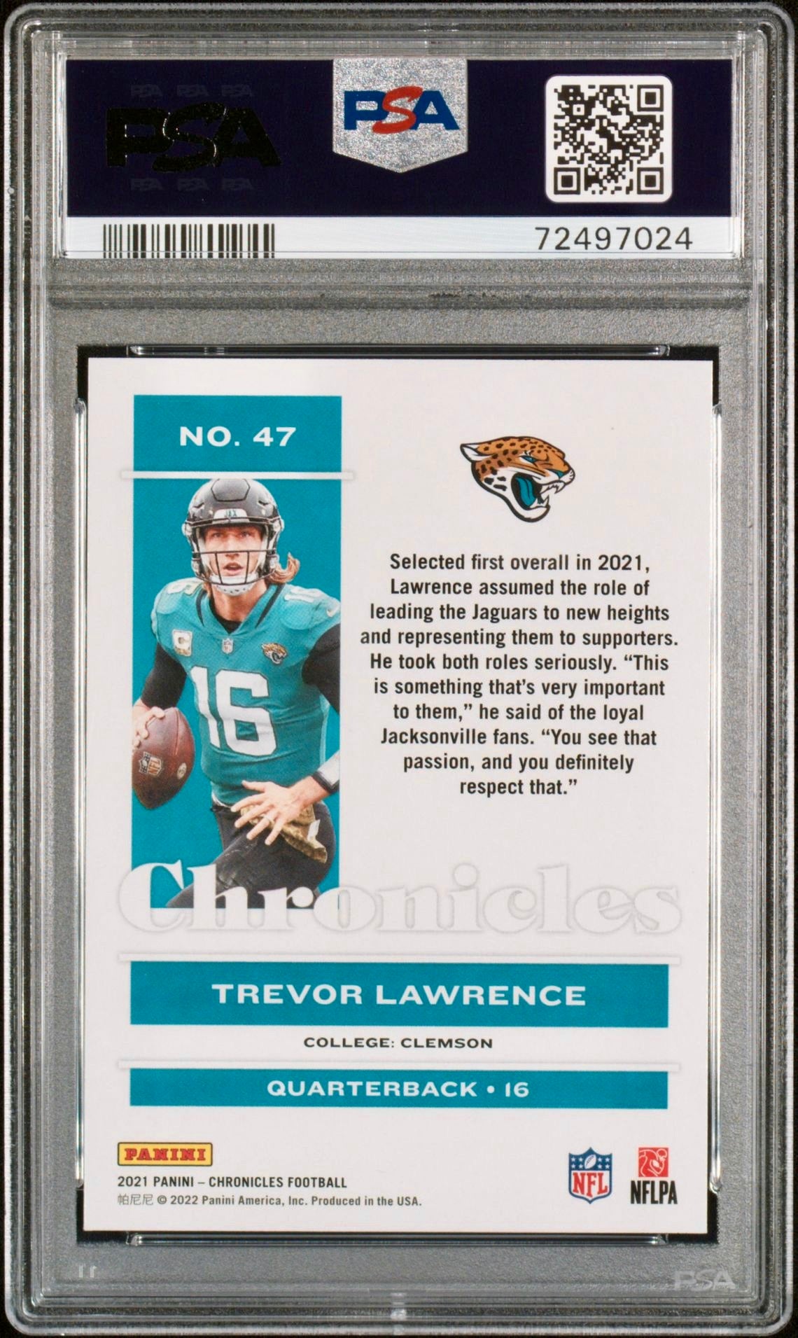 2021 CHRONICLES TREVOR LAWRENCE PSA 9
