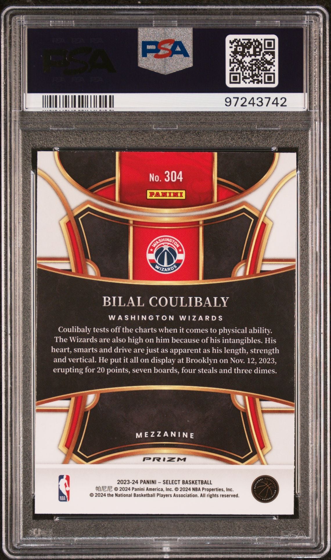 2023 SELECT BILAL COULIBALY SILVER PRIZM PSA 9