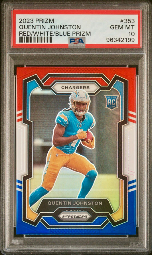 2023 PRIZM QUENTIN JOHNSTON RED/WHITE/BLUE PRIZM PSA 10