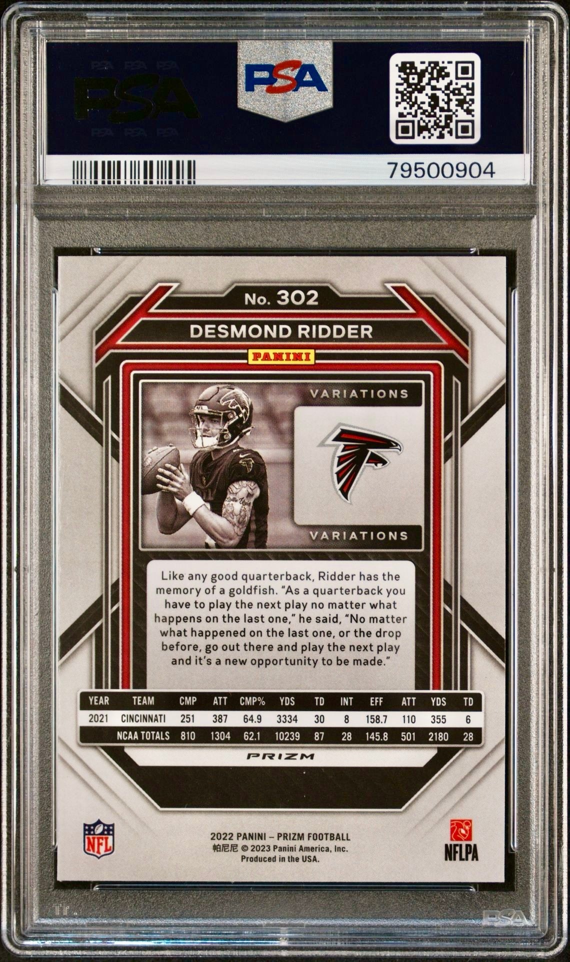 2022 PRIZM DESMOND RIDDER
VARIATION-NO HUDDLE PSA 10