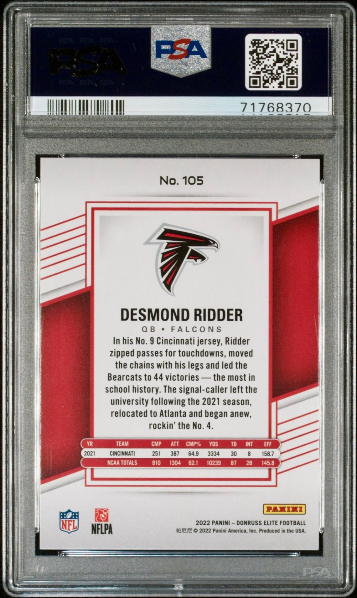 2022 DONRUSS ELITE DESMOND RIDDER STATUS PSA 10