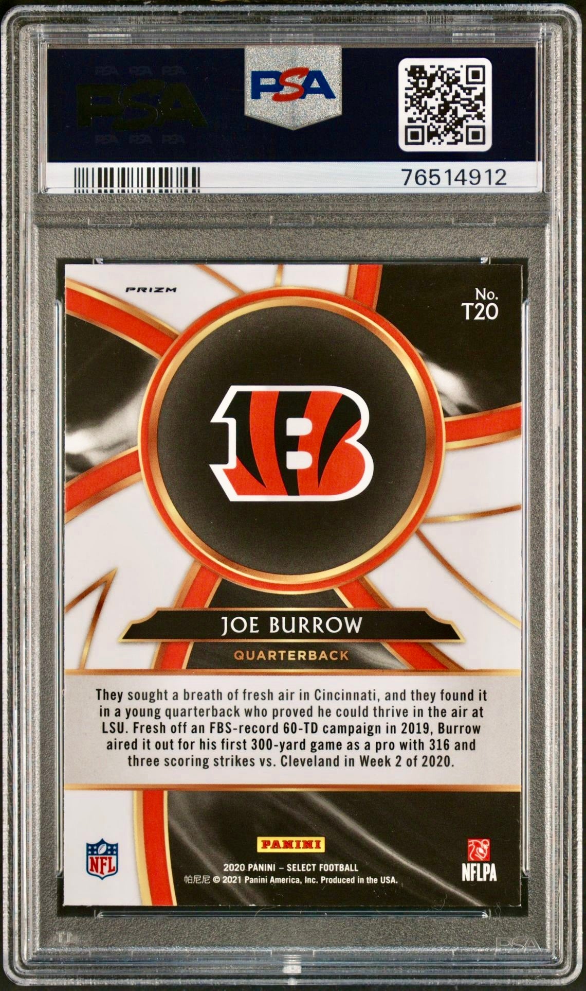 2020 PANINI SELECT JOE BURROW TURBOCHARGED-PRIZM PSA 9