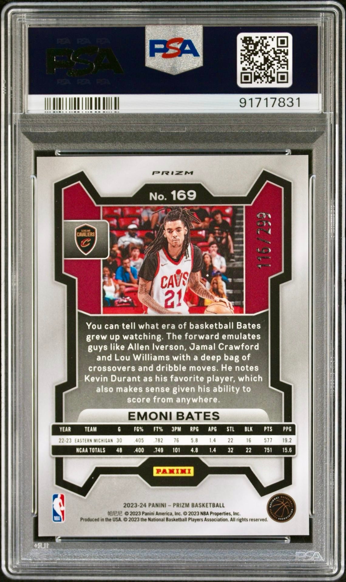 2023 PRIZM EMONI BATES RED PSA 10