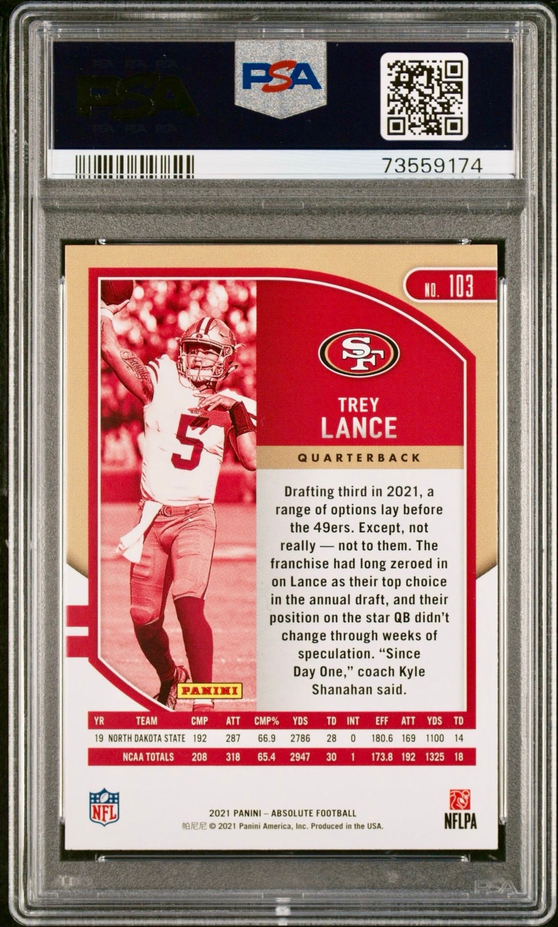 2021 ABSOLUTE TREY LANCE GREEN PSA 9