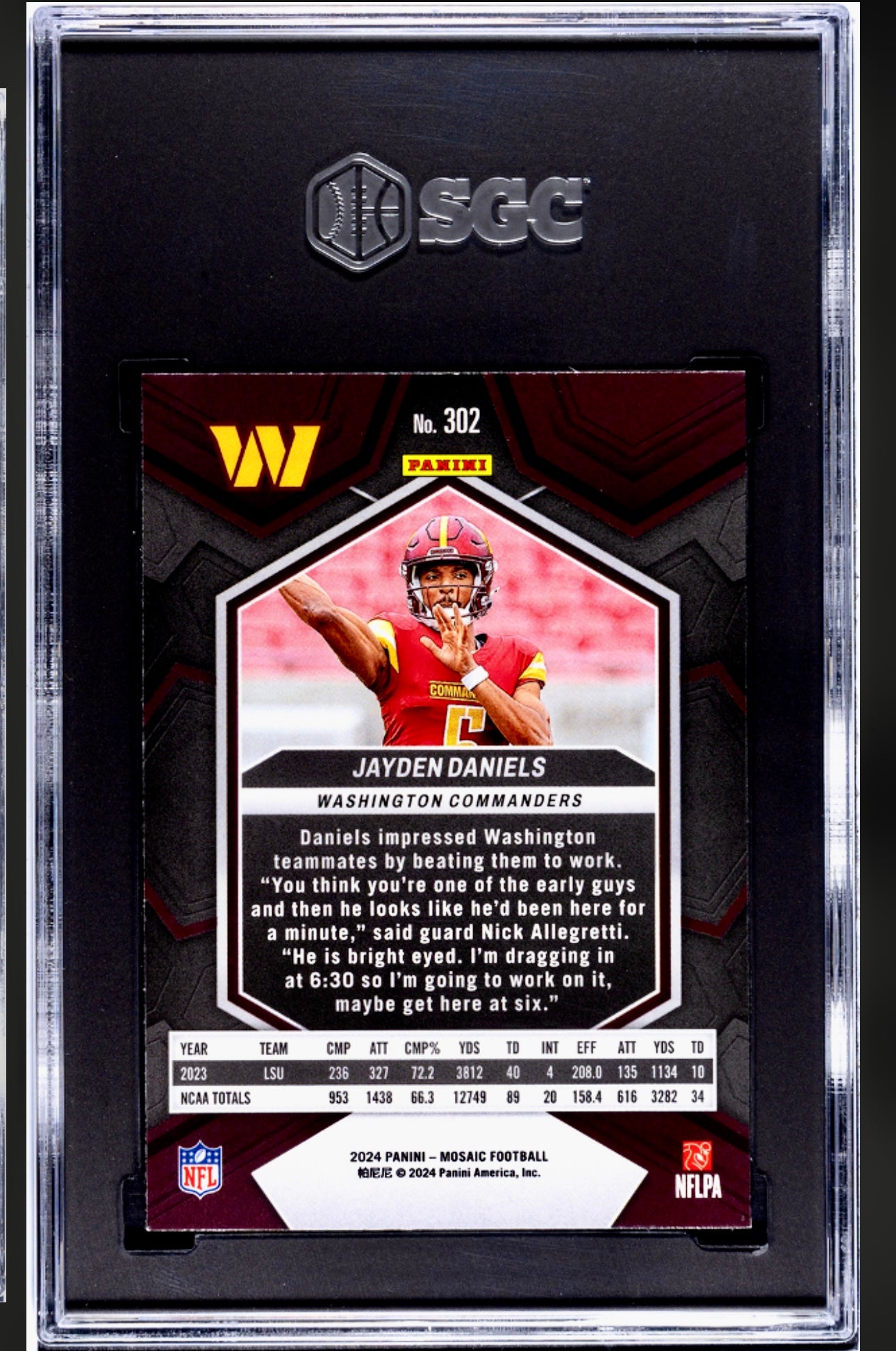 2024 PANINI MOSAIC #302 JAYDEN DANIELS SGC 9