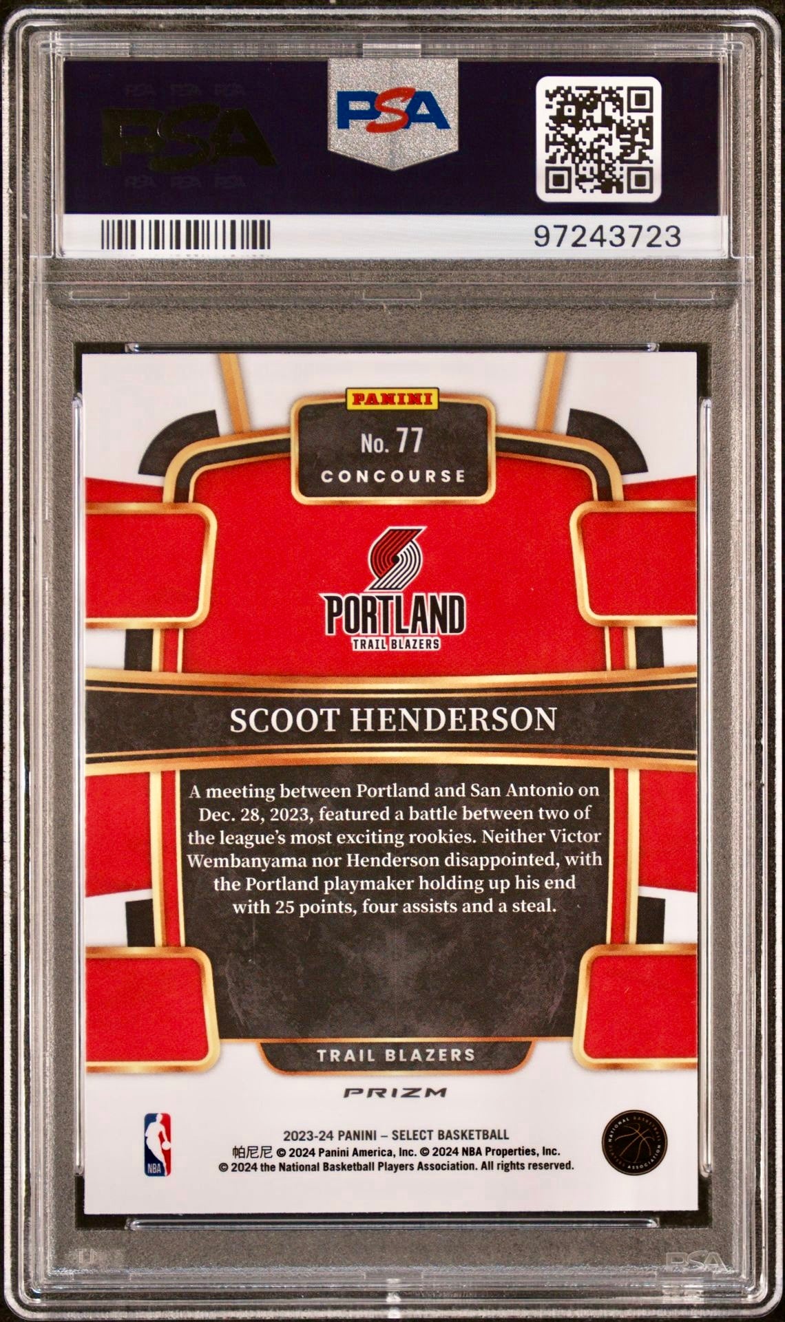 2023 SELECT SCOOT HENDERSON
BLUE PRIZM PSA 10