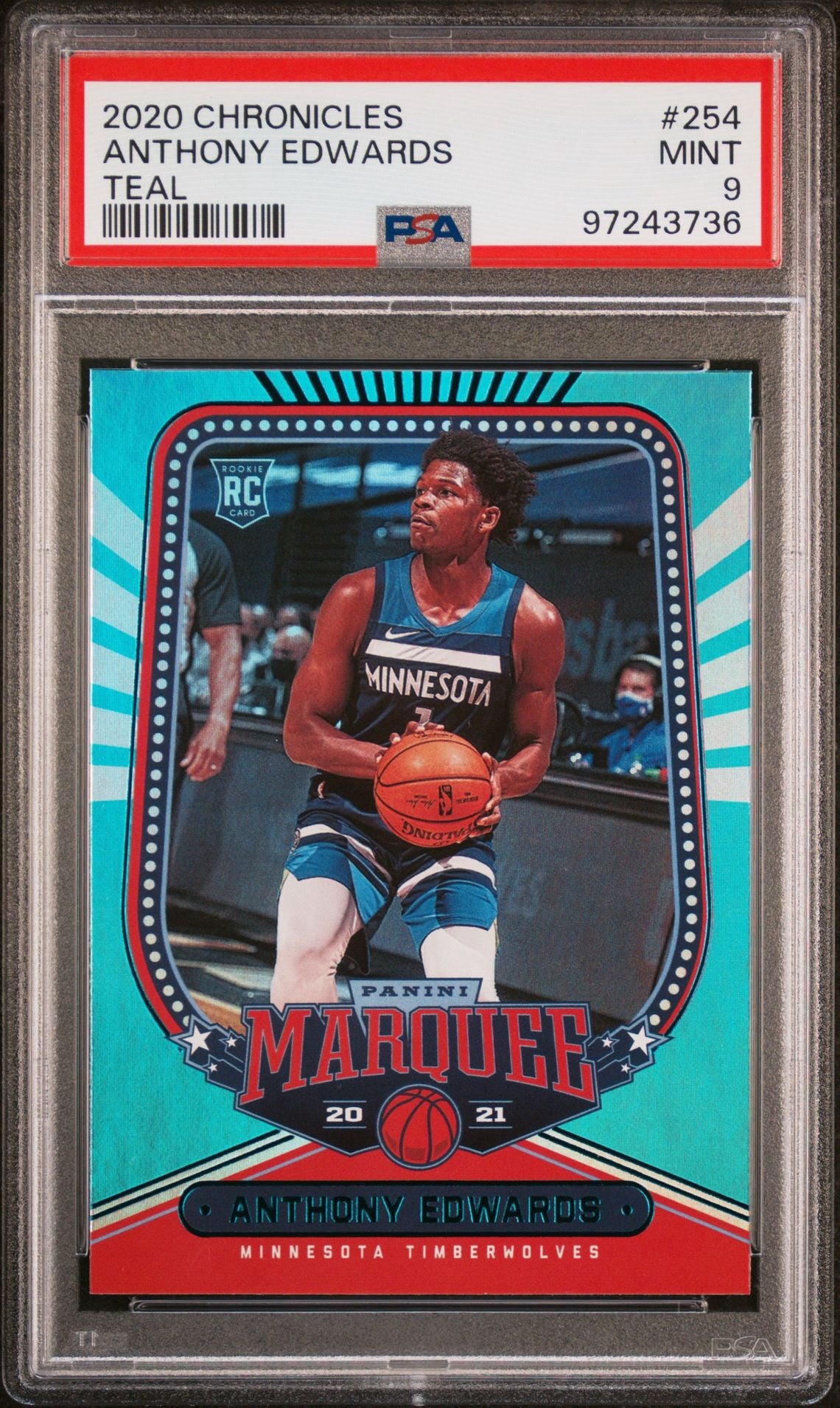 2020 CHRONICLES ANTHONY EDWARDS TEAL PSA 9