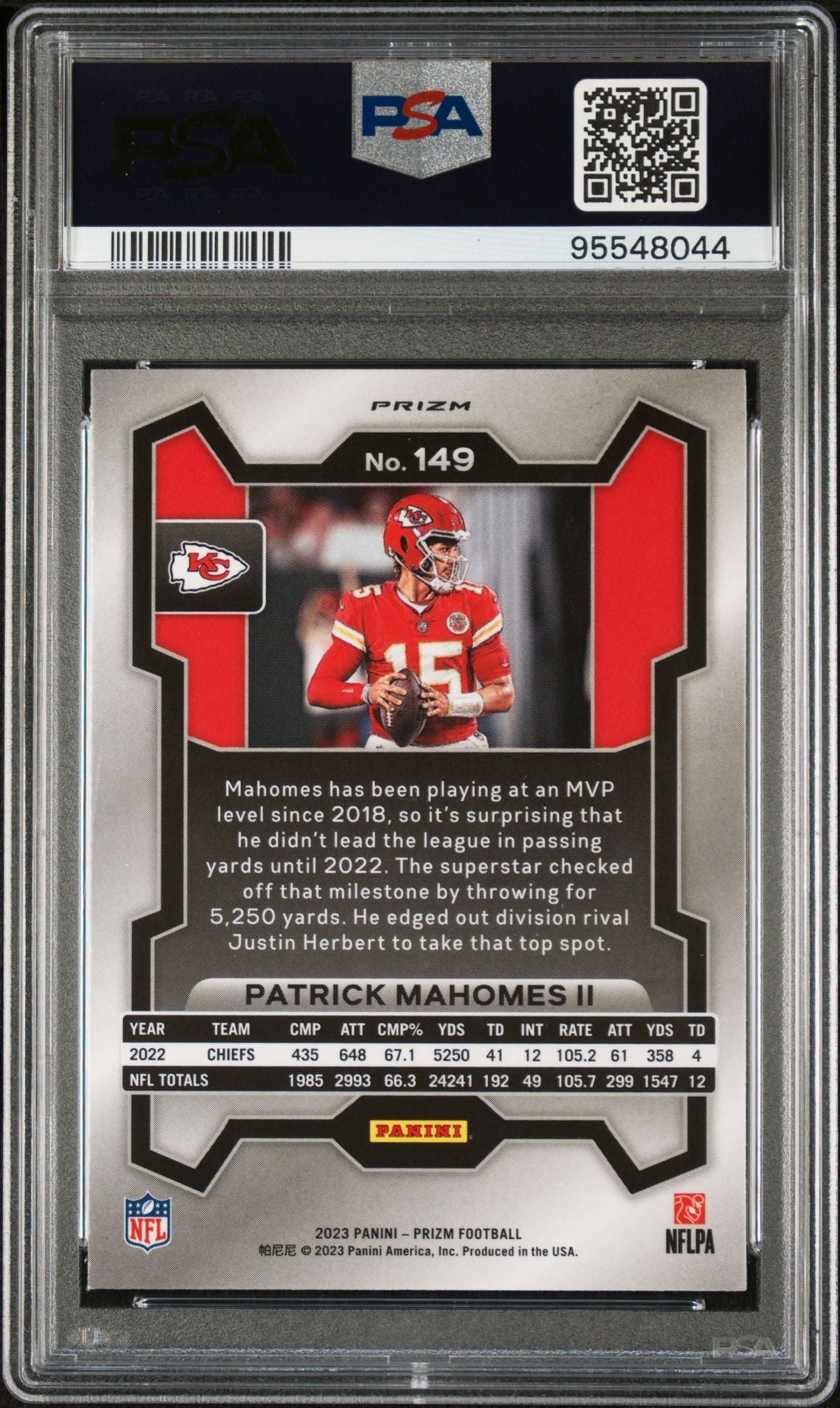 2023 PRIZM PATRICK MAHOMES II GREEN PRIZM PSA 9