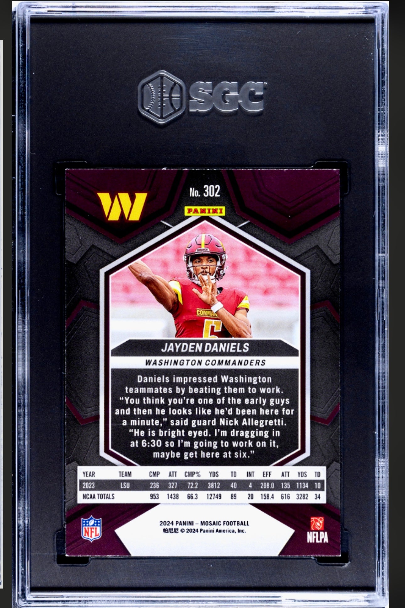 2024 PANINI MOSAIC #302 JAYDEN DANIELS SGC 9