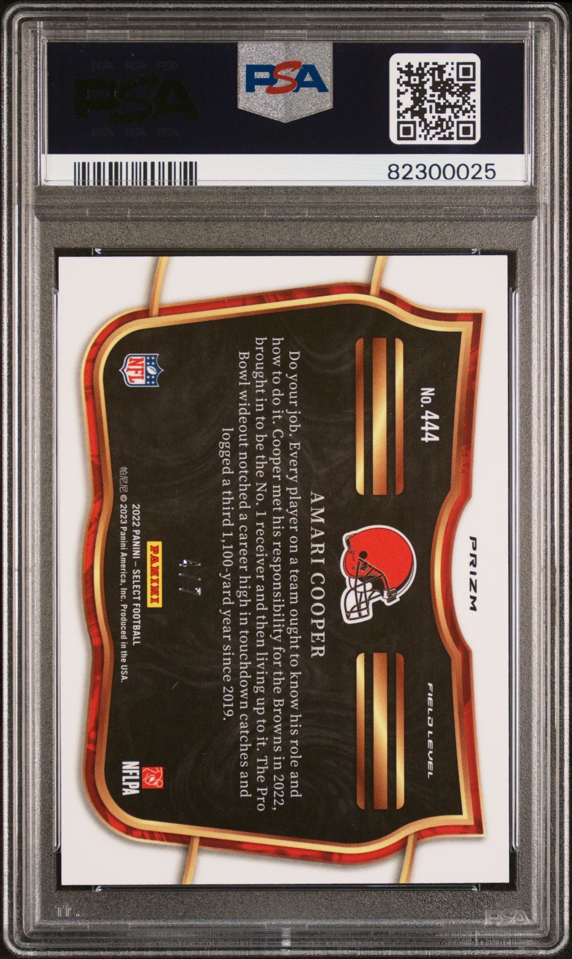 2022 SELECT AMARI COOPER NEON ORANGE PULSAR PRIZM PSA 10