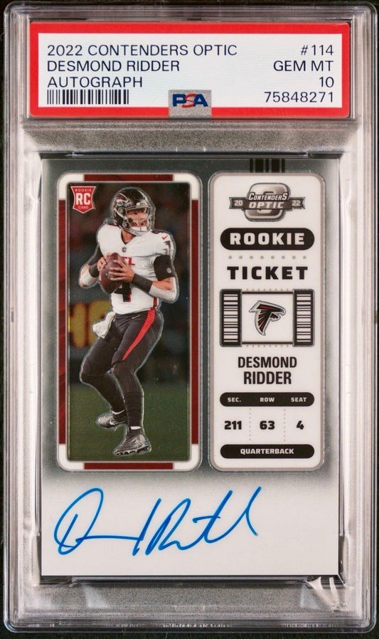 2022 CONTENDERS OPTIC DESMOND RIDDER AUTOGRAPH PSA 10