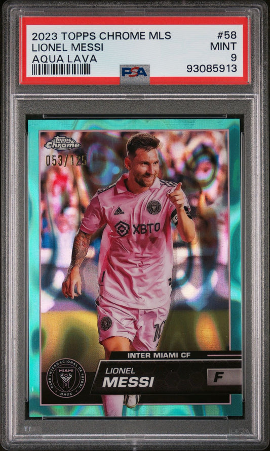 2023 TOPPS CHROME MLS LIONEL MESSI AQUA LAVA PSA 9
