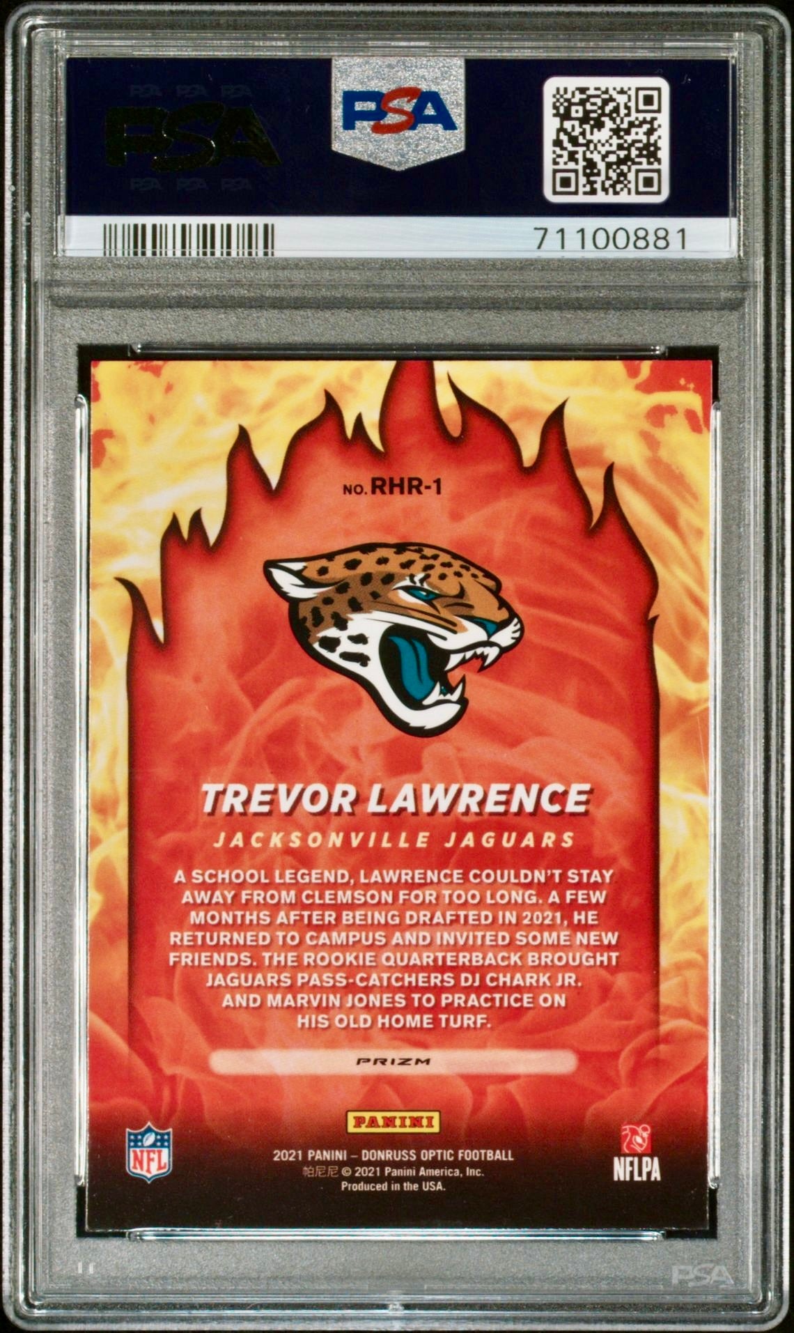 2021 DONRUSS OPTIC TREVOR LAWRENCE RED HOT ROOKIES PSA 9