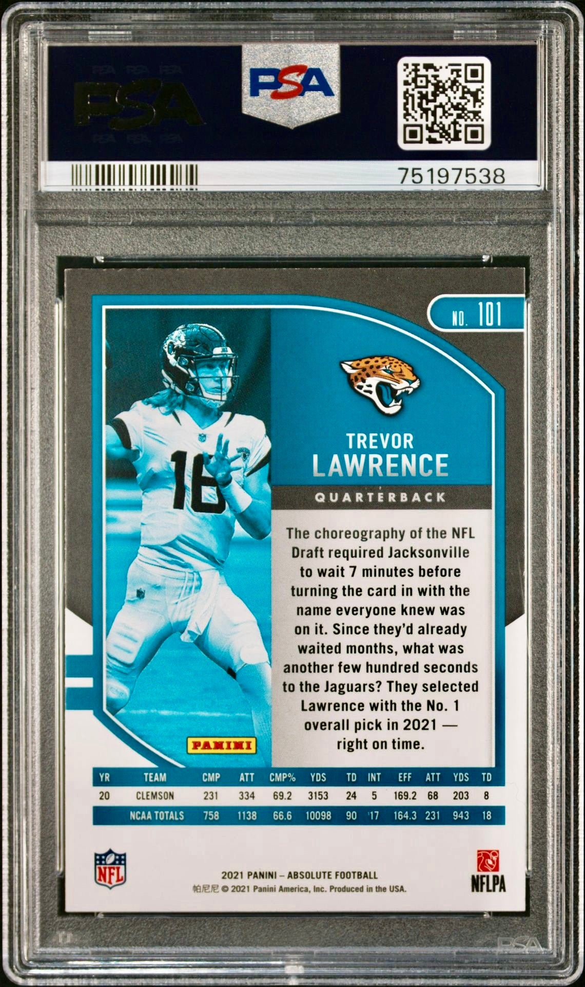 2021 ABSOLUTE TREVOR LAWRENCE GREEN PSA 9