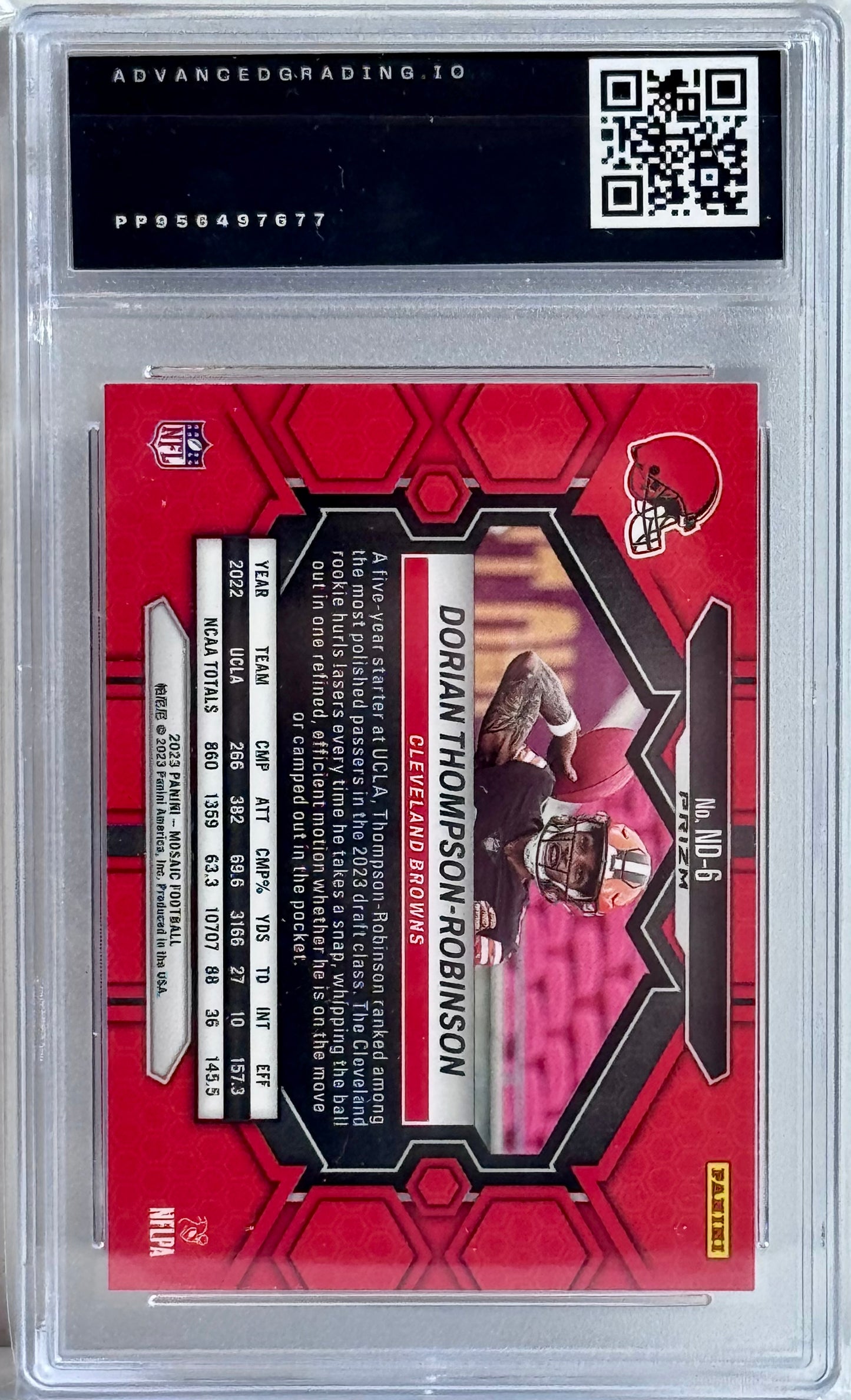 2023 Panini Mosaic #ND-6 Dorian Thompson-Robinson NFL Debut Reactive Blue Mosaic Prizm Gem 10