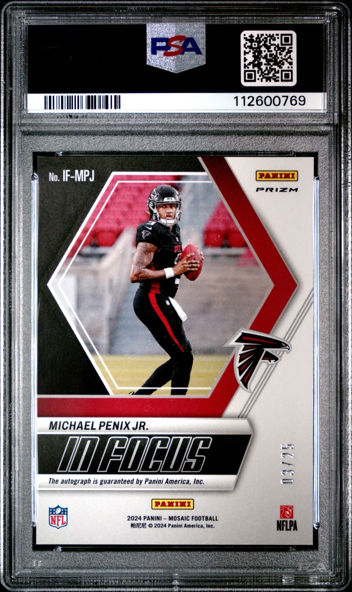 2024 MOSAIC MICHAEL PENIX JR. IN FOCUS SIG-FSN G&B CHC PSA 10